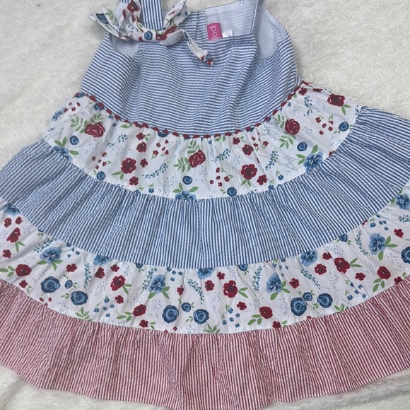 Good Lad Blue and White Tiered Ruffled Sundress - Picture 2 of 4
